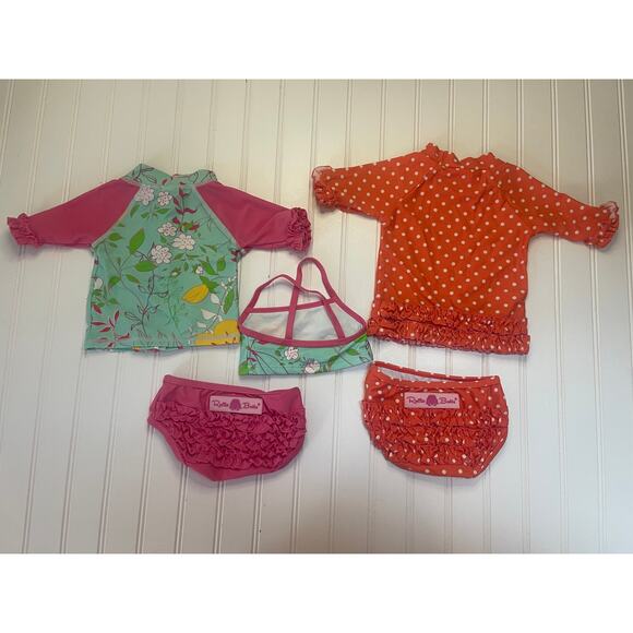 Ruffle Butts Swimsuit Bathing Suit Bundle Rash Guard 2 Piece Girls 3/6 Months - Picture 3 of 3
